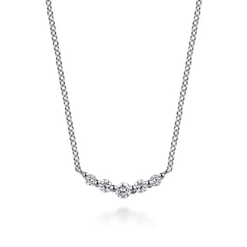 GABRIEL & CO- 14K White Gold White Sapphire Bar Necklace